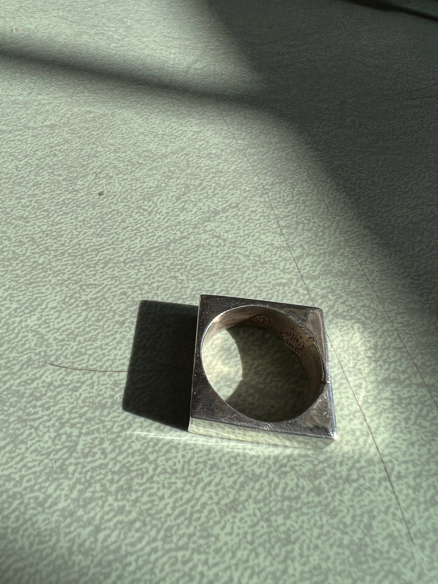 Square Peg in a Round Hole Sterling Ring