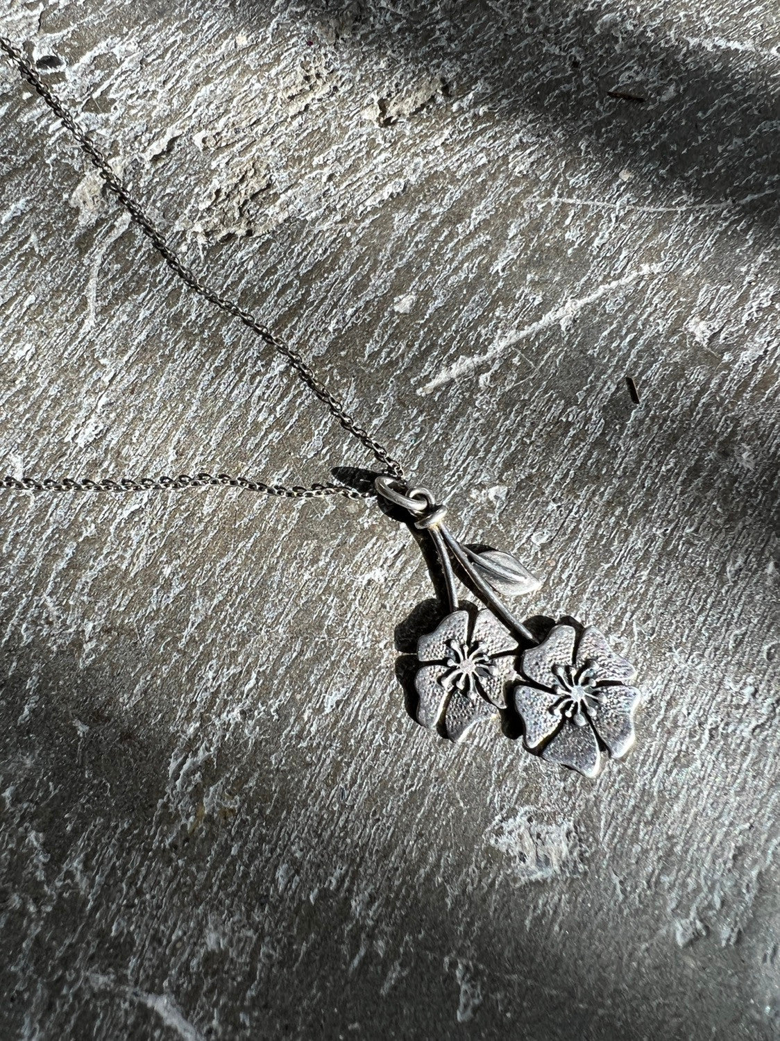Vintage Sterling Silver Hanging Bouquet Pendant