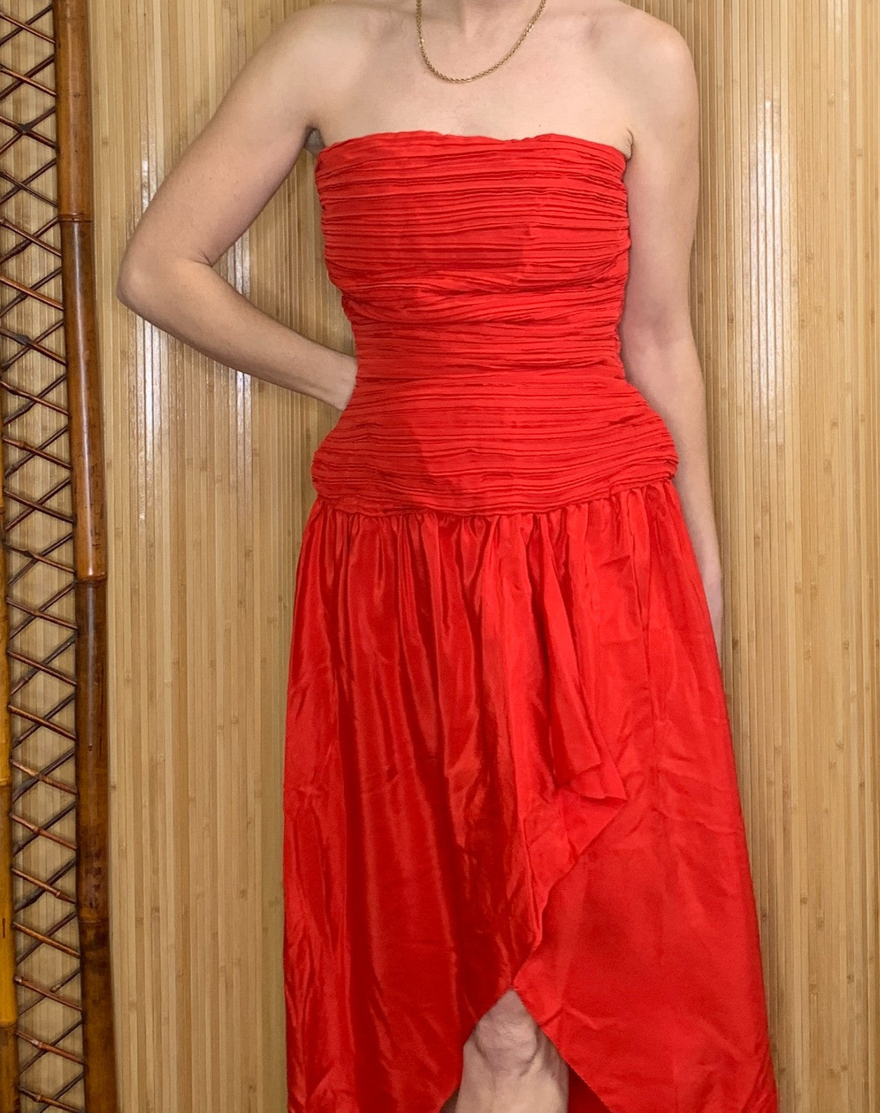 1970s Victor Costa Chiffon Strapless Gown S