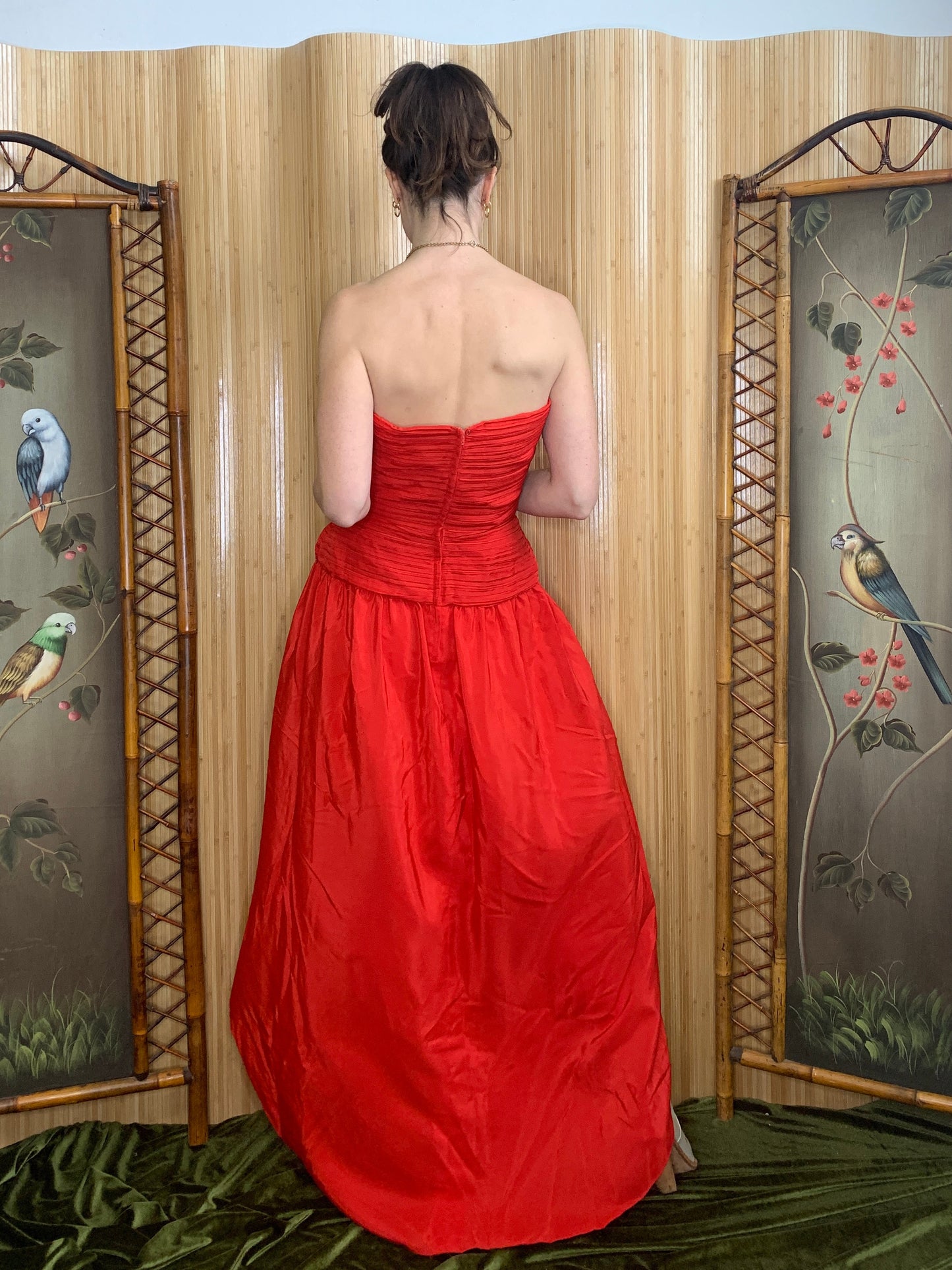 1970s Victor Costa Chiffon Strapless Gown S