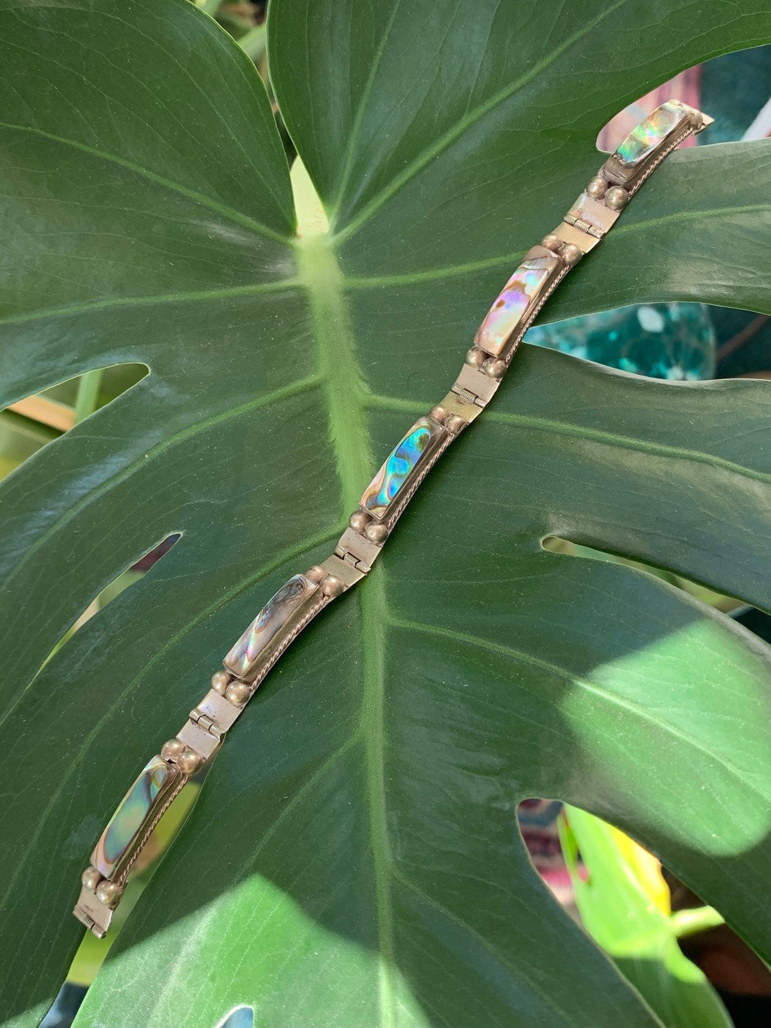 Vintage Mexican Sterling Abalone Bracelet