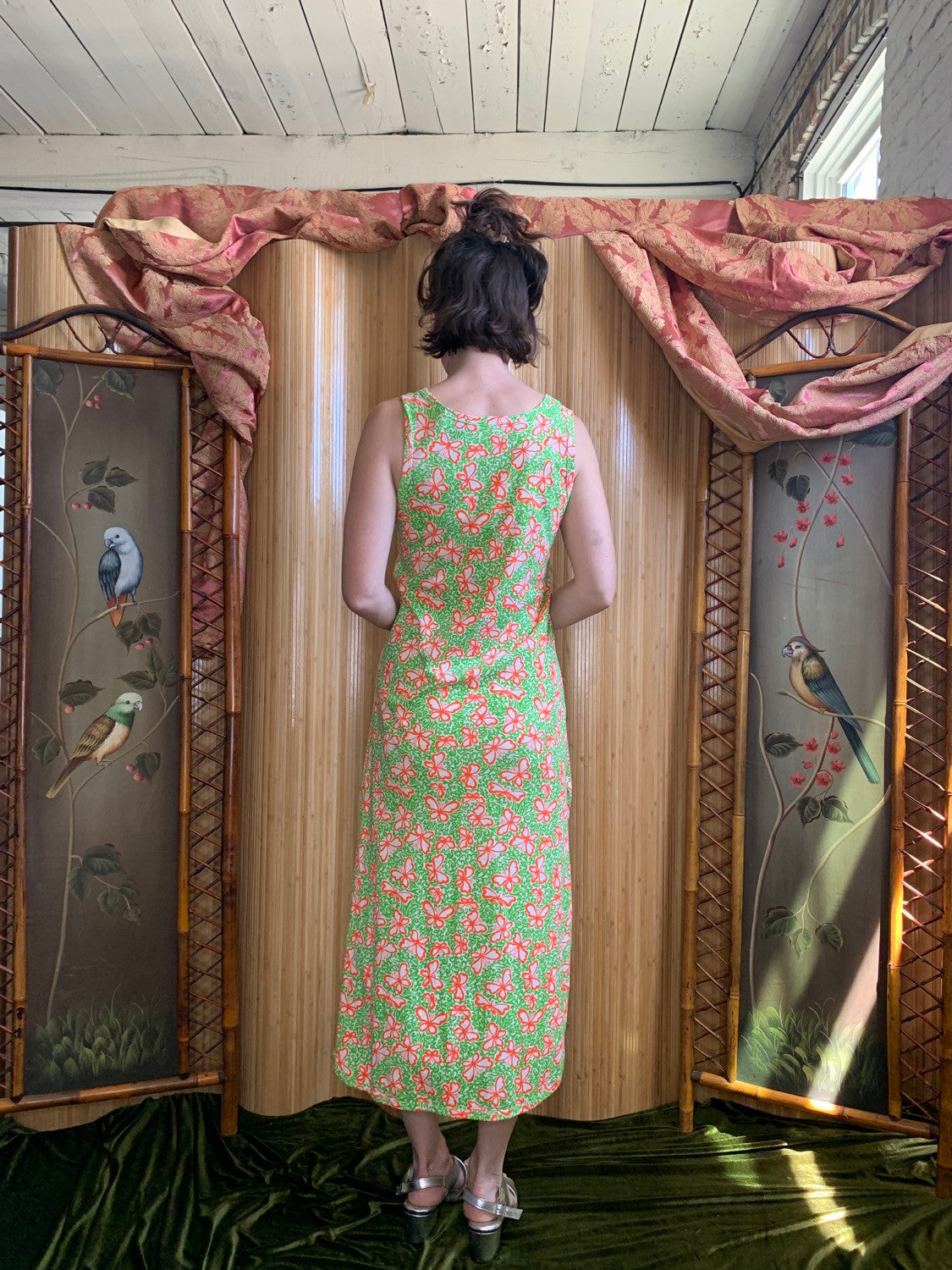 1960s Lilly Pulitzer "The Lilly" Butterfly Print Dress/ Beach Coverup S/M