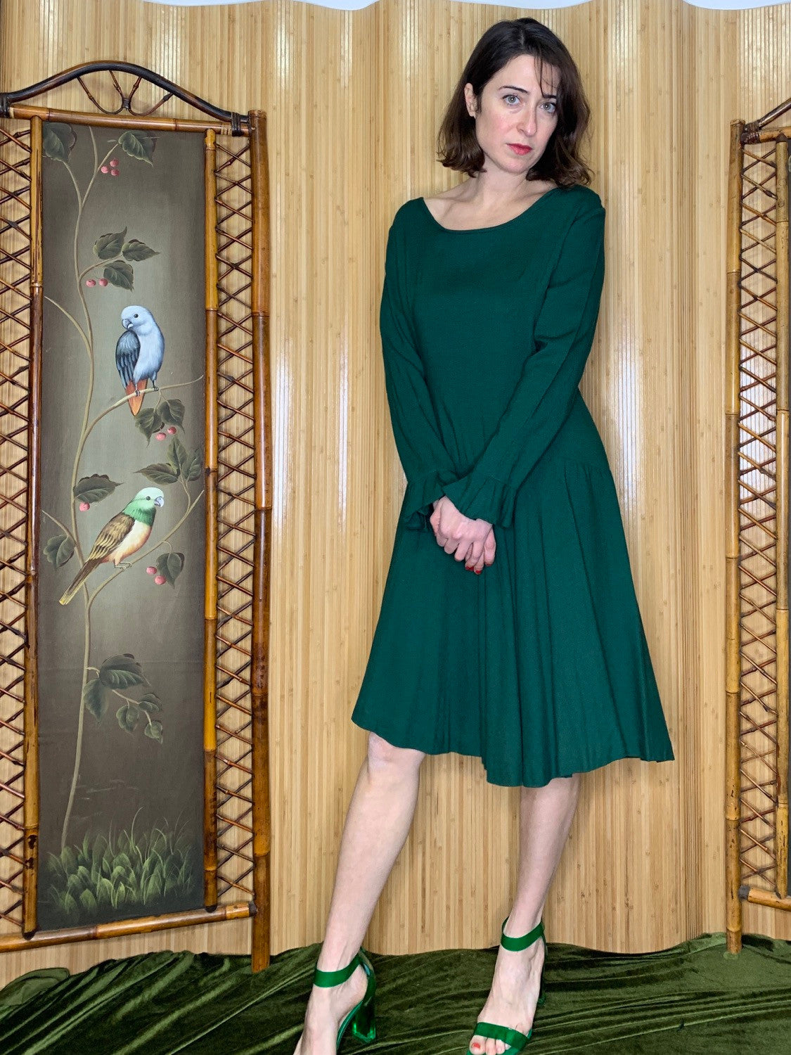 1940s Green Wool Dress Size M