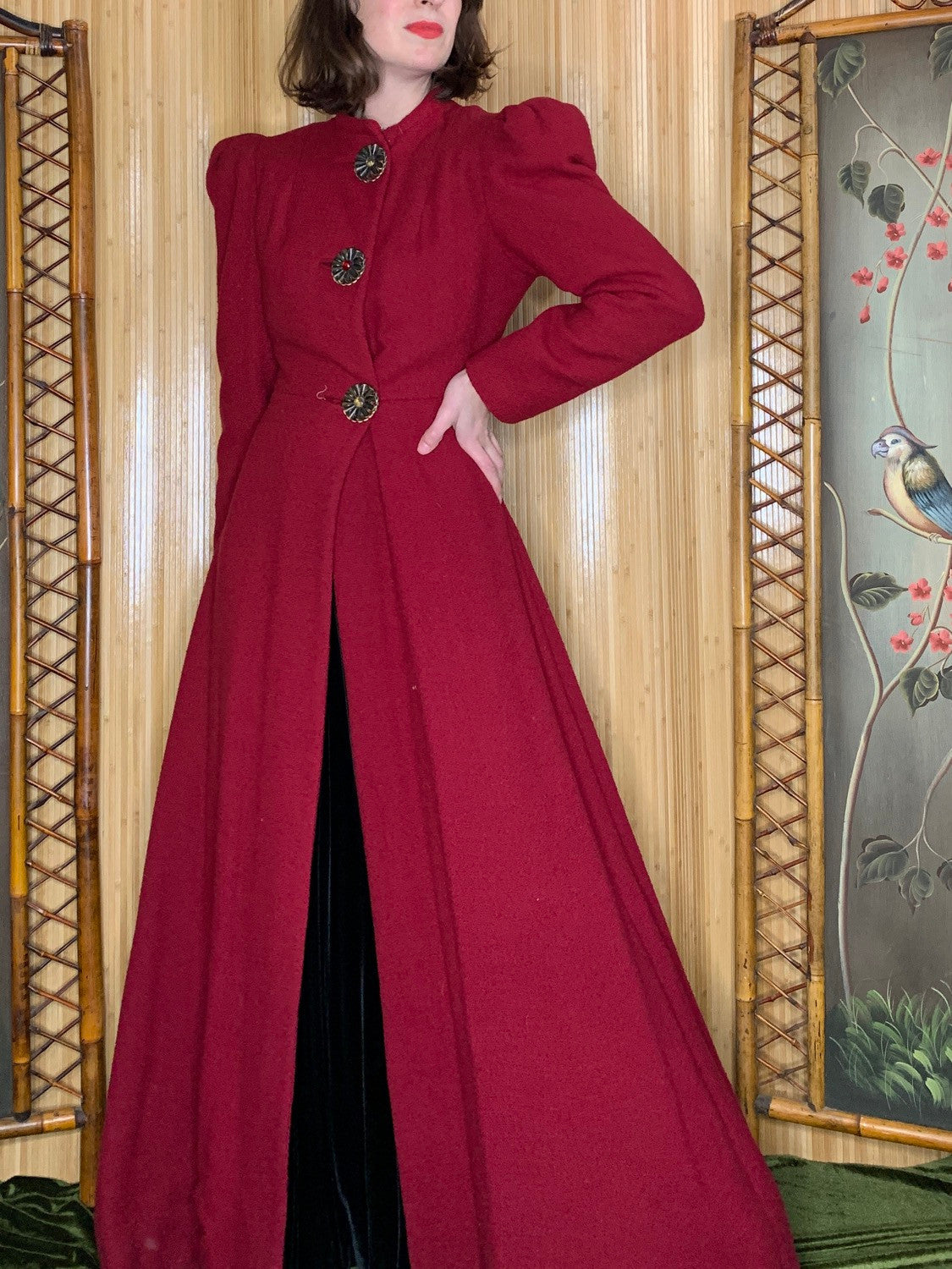 1930s Slattery's of Boston Cranberry Coat Size S/M