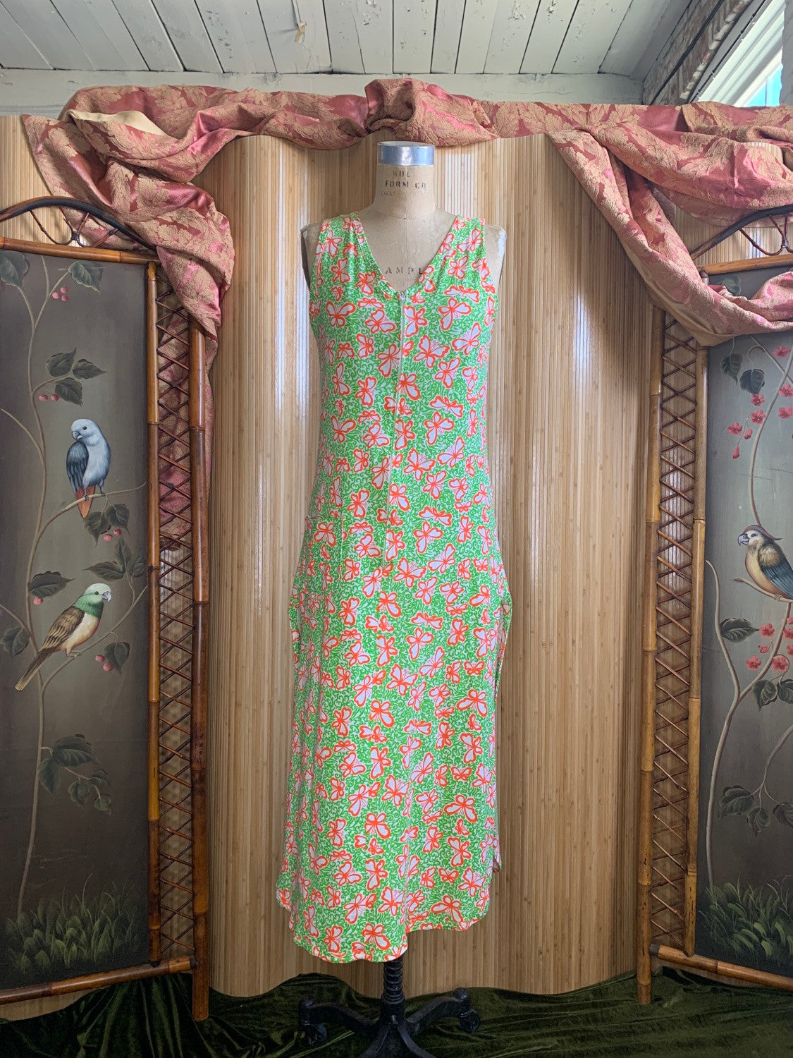 1960s Lilly Pulitzer "The Lilly" Butterfly Print Dress/ Beach Coverup S/M