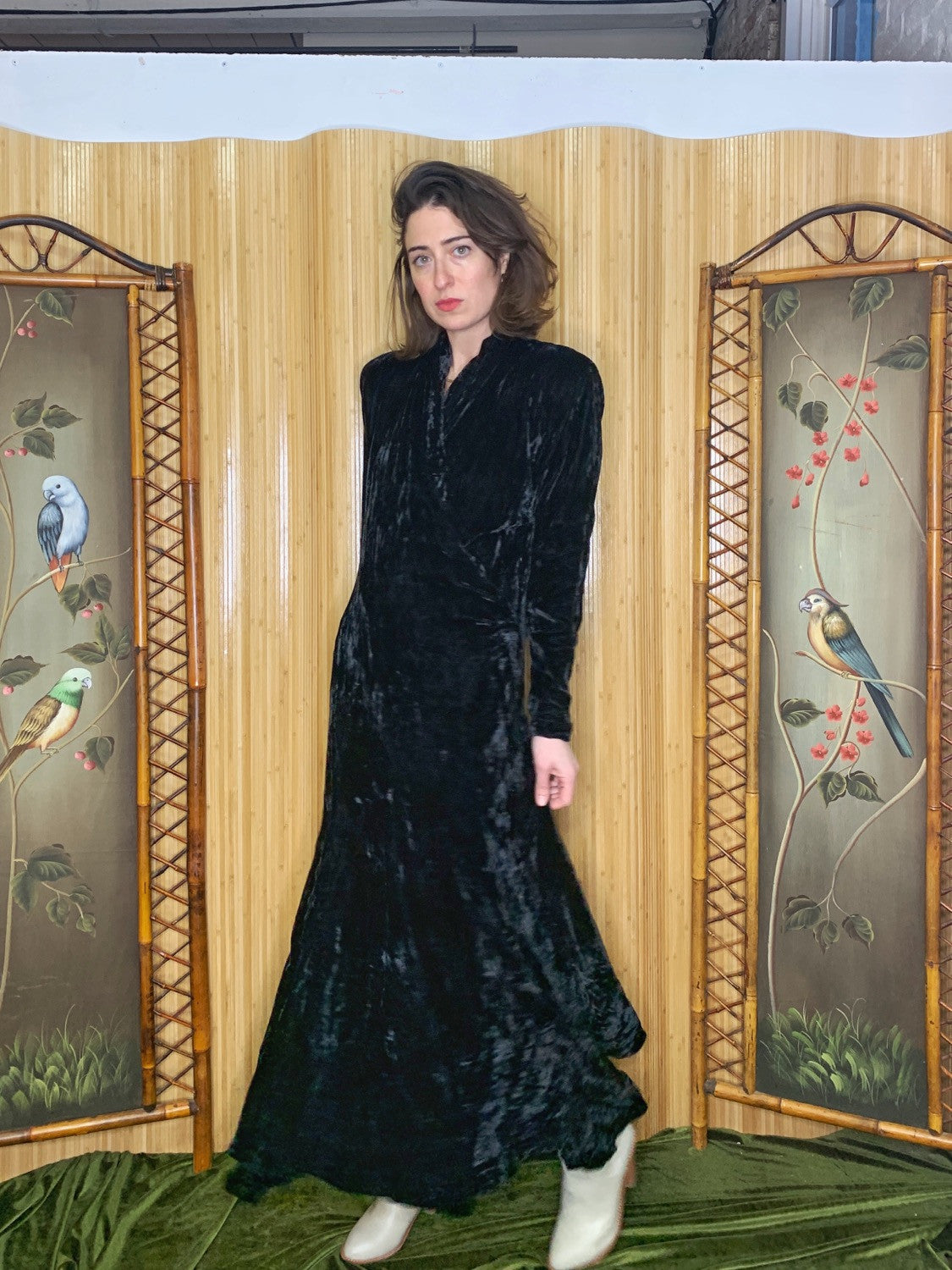 1980s Norma Kamali Crushed Velvet Gown M