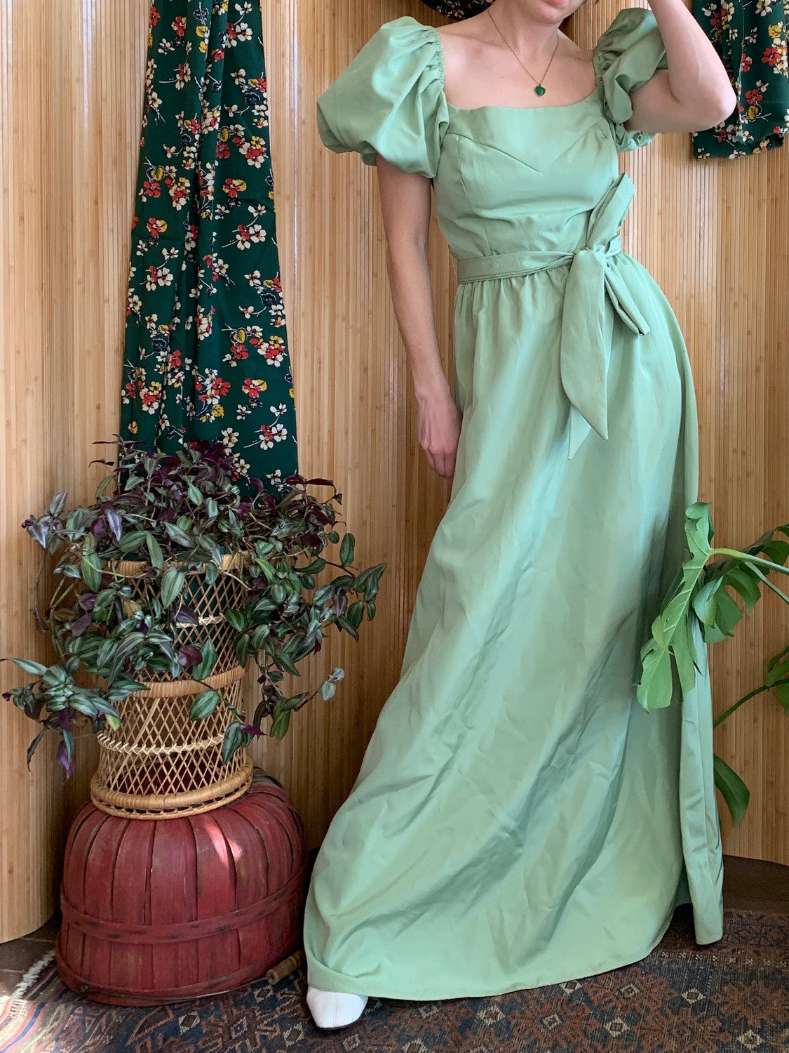 Seafoam Puff Sleeve Gown S
