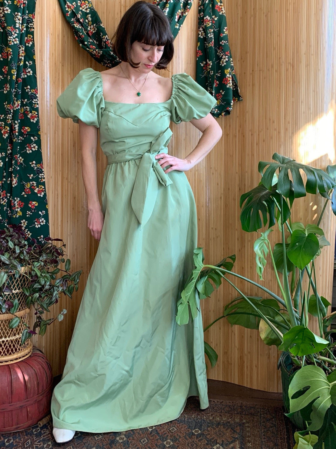 Seafoam Puff Sleeve Gown S