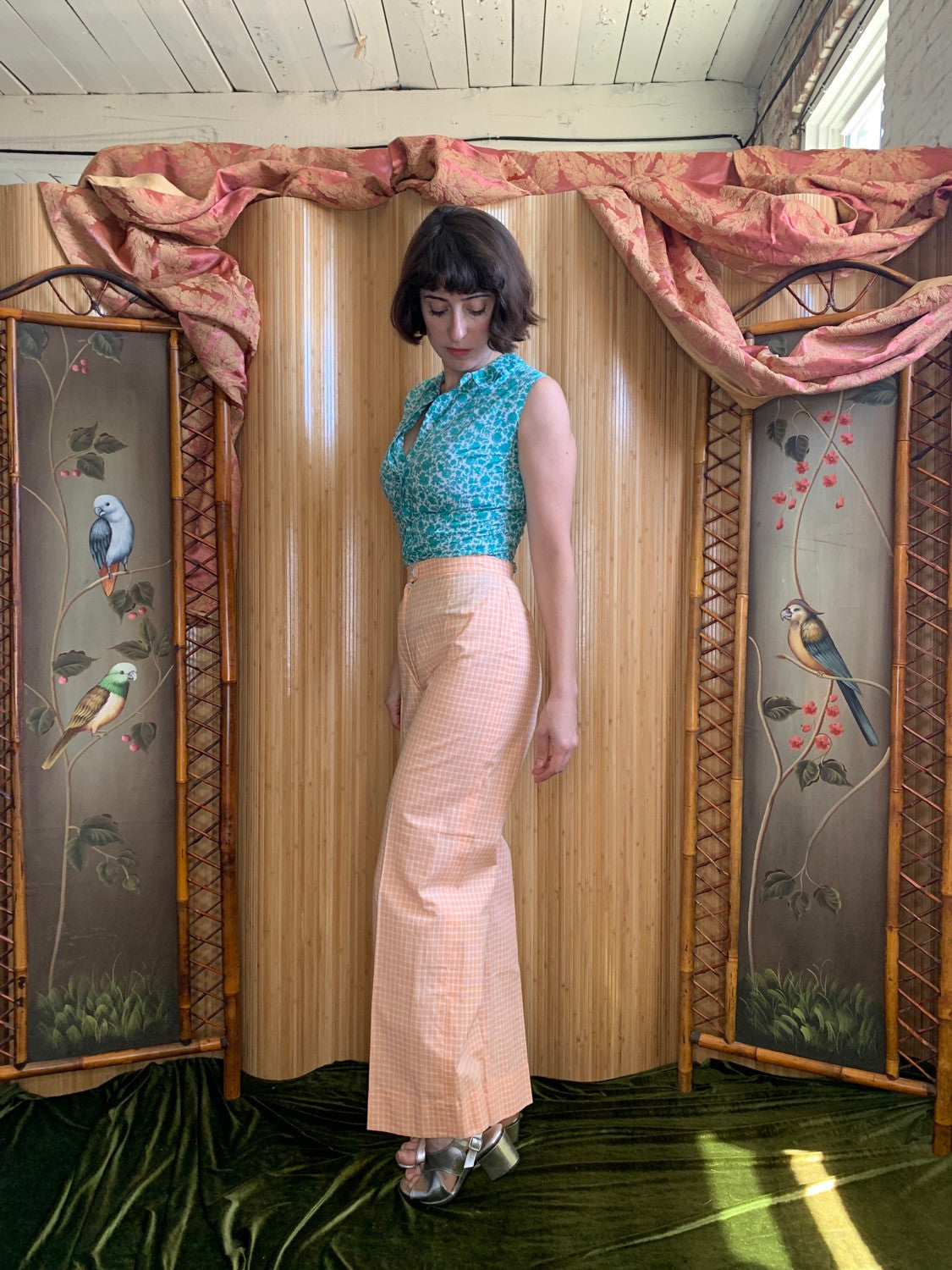 1970s Creamsicle Cotton Flares XS