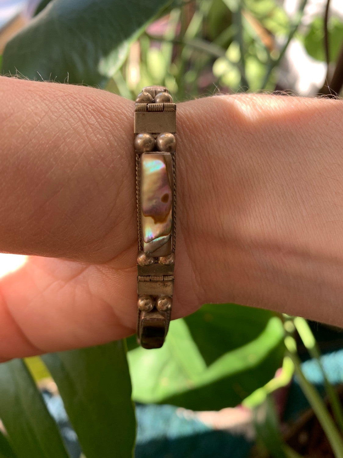 Vintage Mexican Sterling Abalone Bracelet
