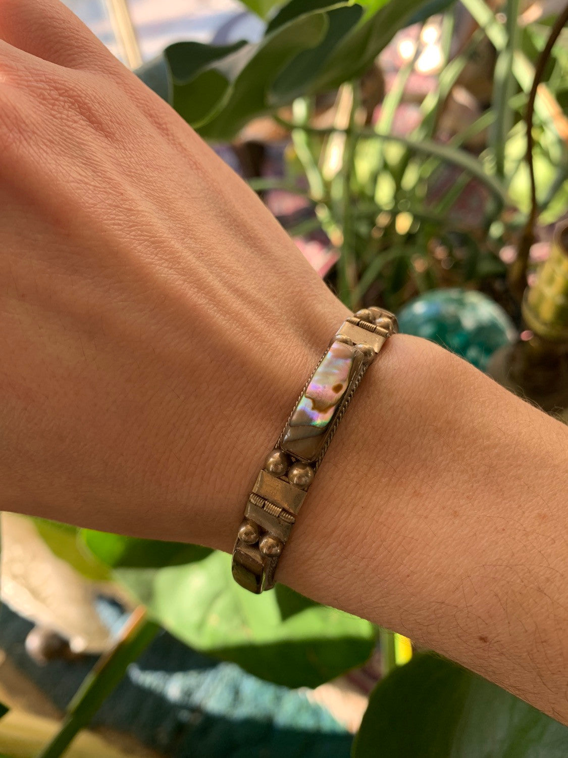 Vintage Mexican Sterling Abalone Bracelet