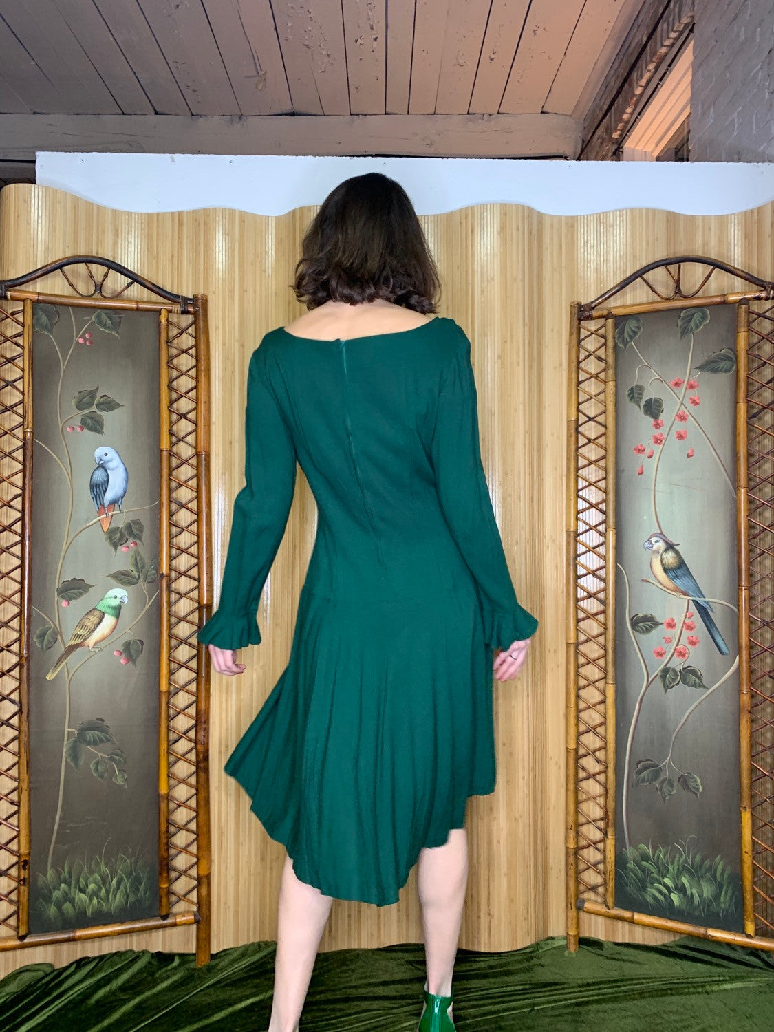 1940s Green Wool Dress Size M