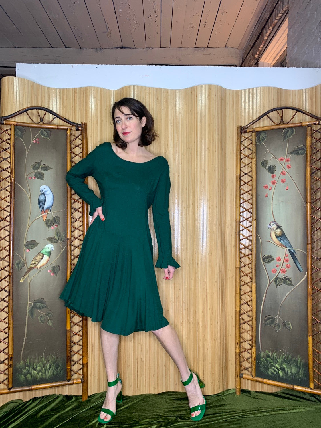 1940s Green Wool Dress Size M