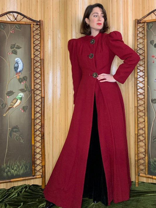 1930s Slattery's of Boston Cranberry Coat Size S/M