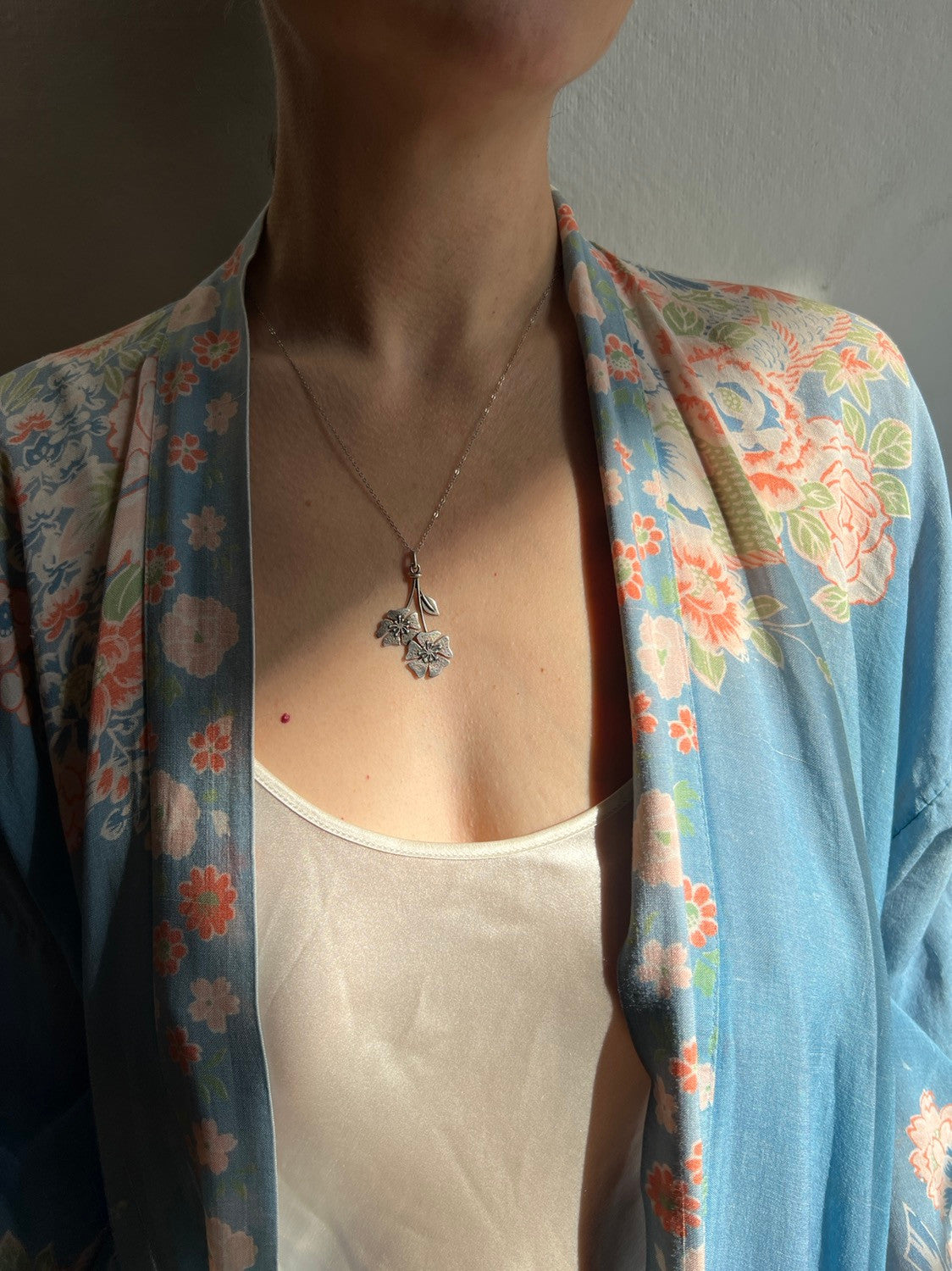 Vintage Sterling Silver Hanging Bouquet Pendant