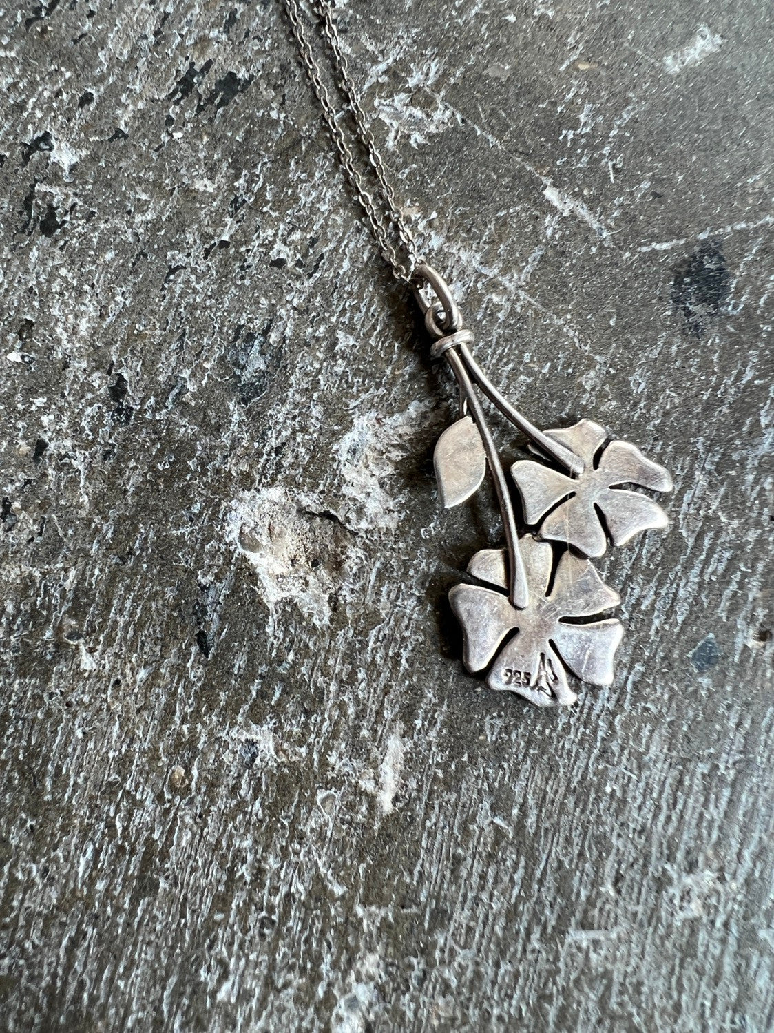 Vintage Sterling Silver Hanging Bouquet Pendant