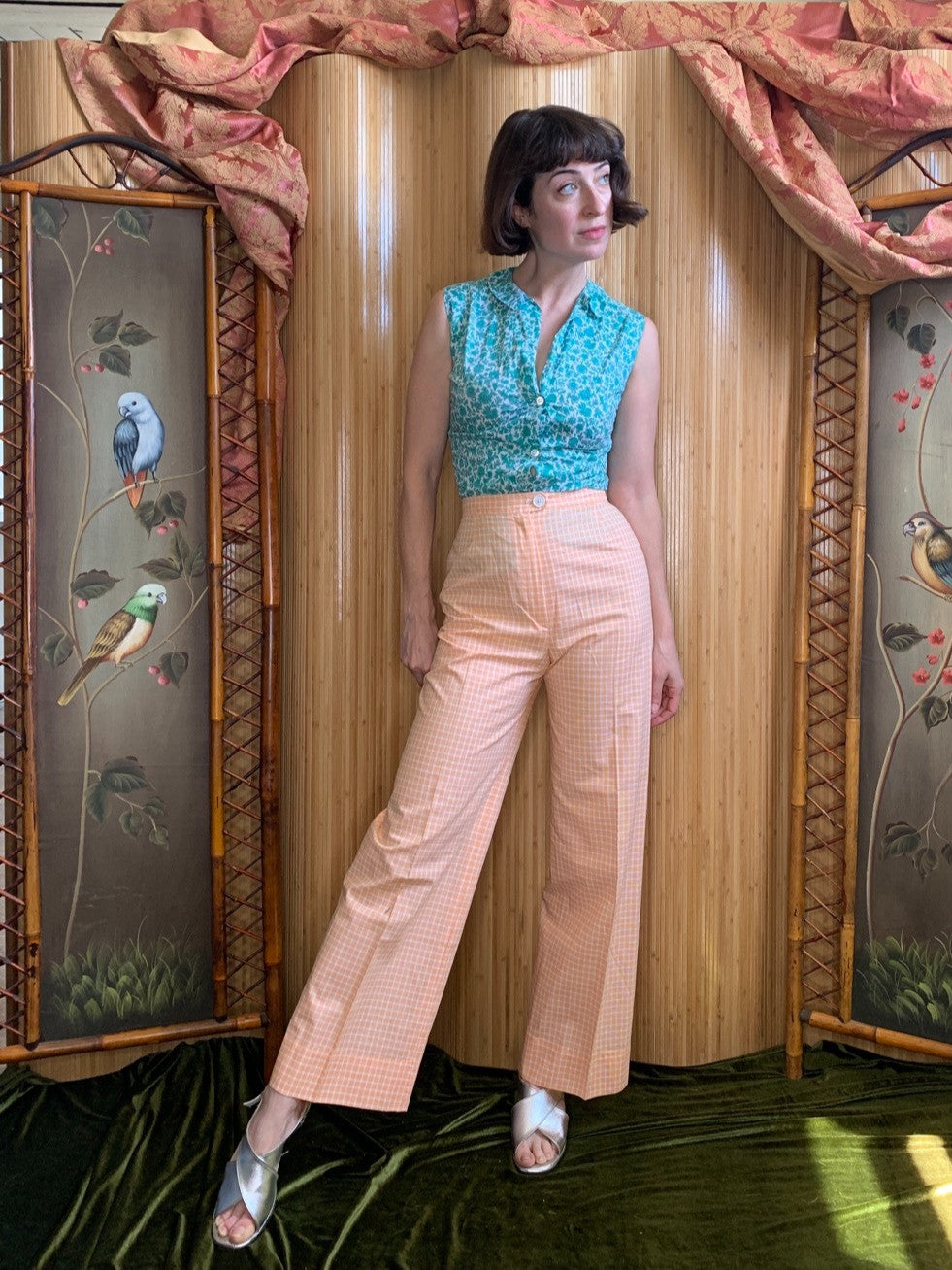 1970s Creamsicle Cotton Flares XS