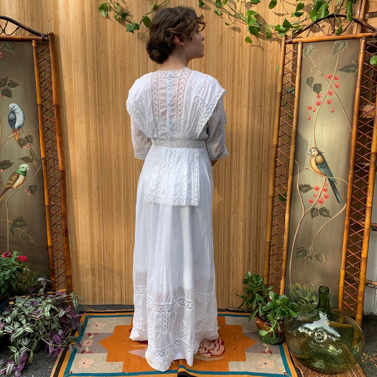 Edwardian White Cotton Tea Gown S/M