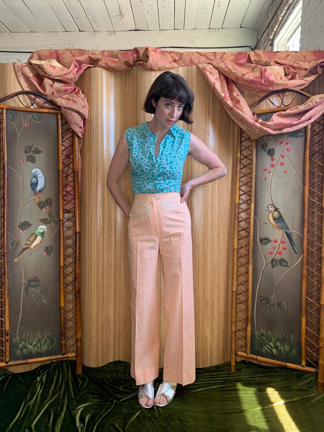 1970s Creamsicle Cotton Flares XS