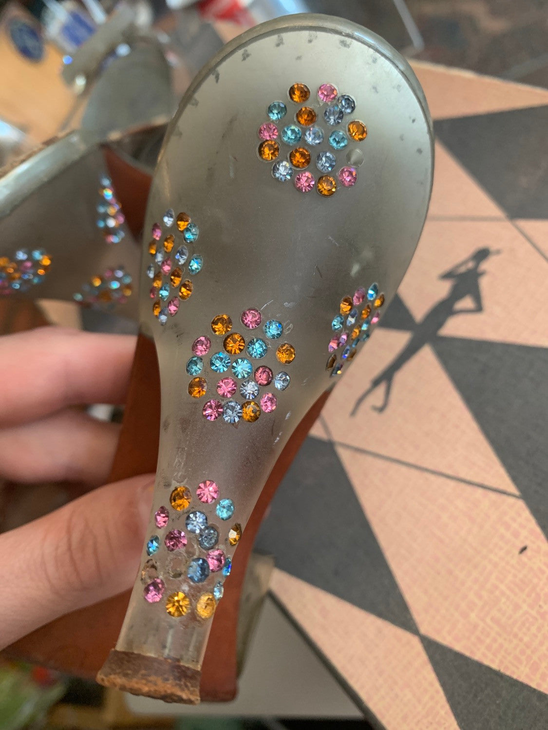 1950s Rhinestone Lucite "Spring-o-lator" Heels