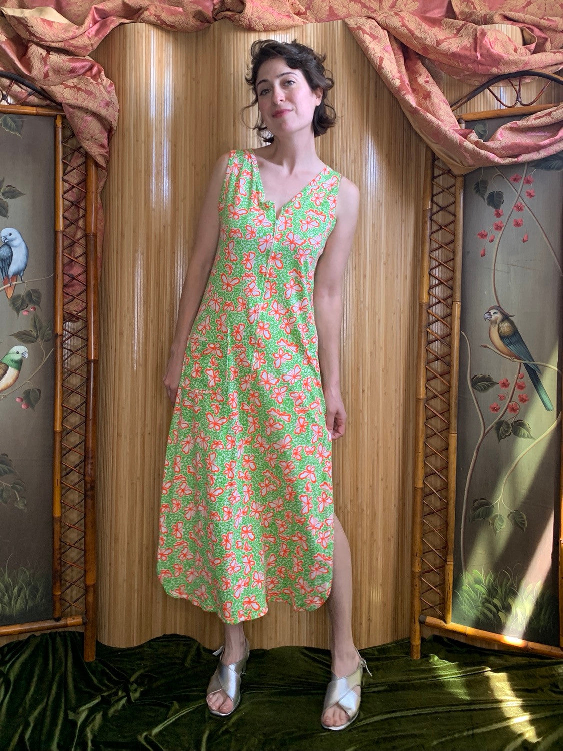 1960s Lilly Pulitzer "The Lilly" Butterfly Print Dress/ Beach Coverup S/M
