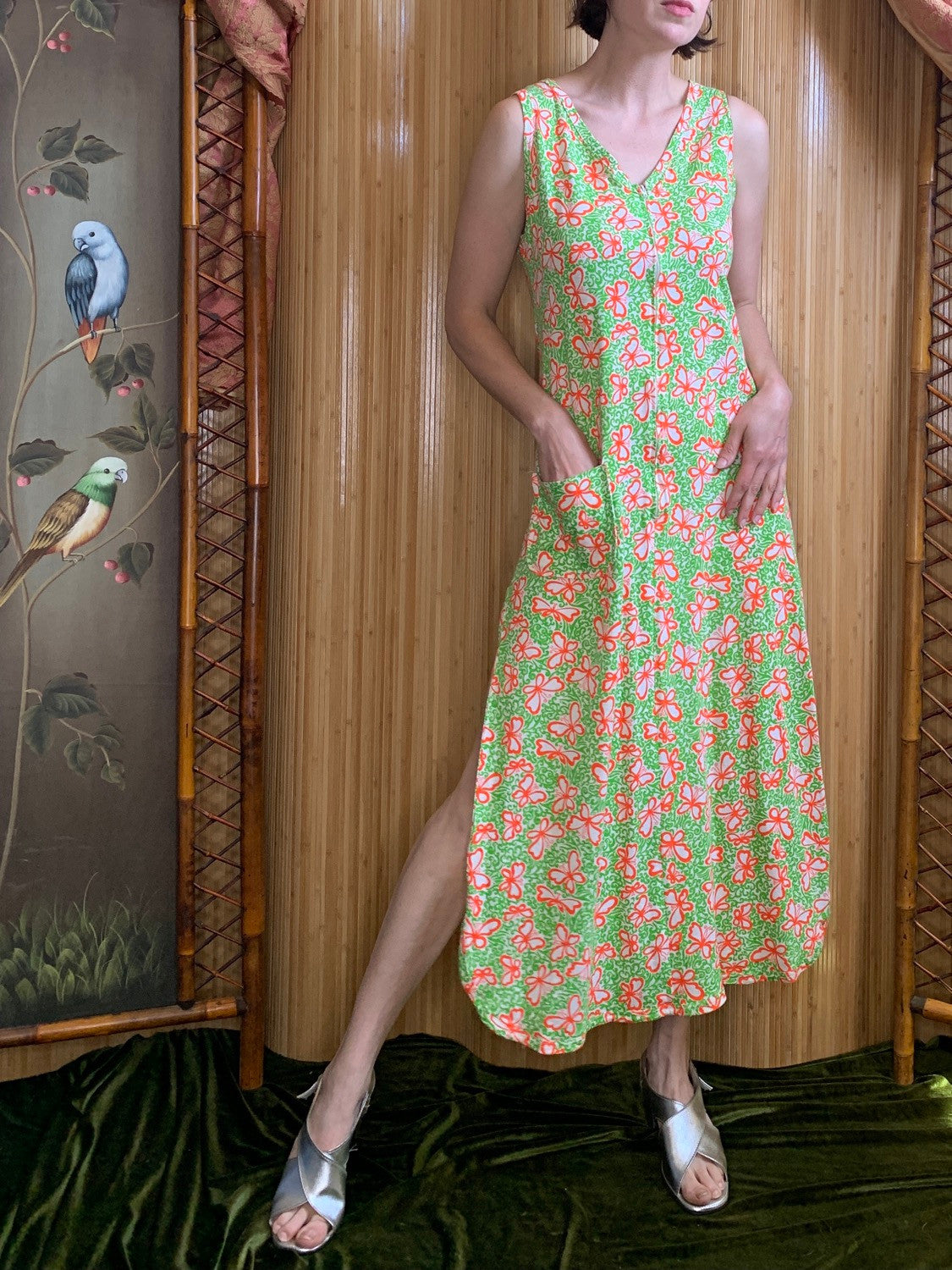 1960s Lilly Pulitzer "The Lilly" Butterfly Print Dress/ Beach Coverup S/M