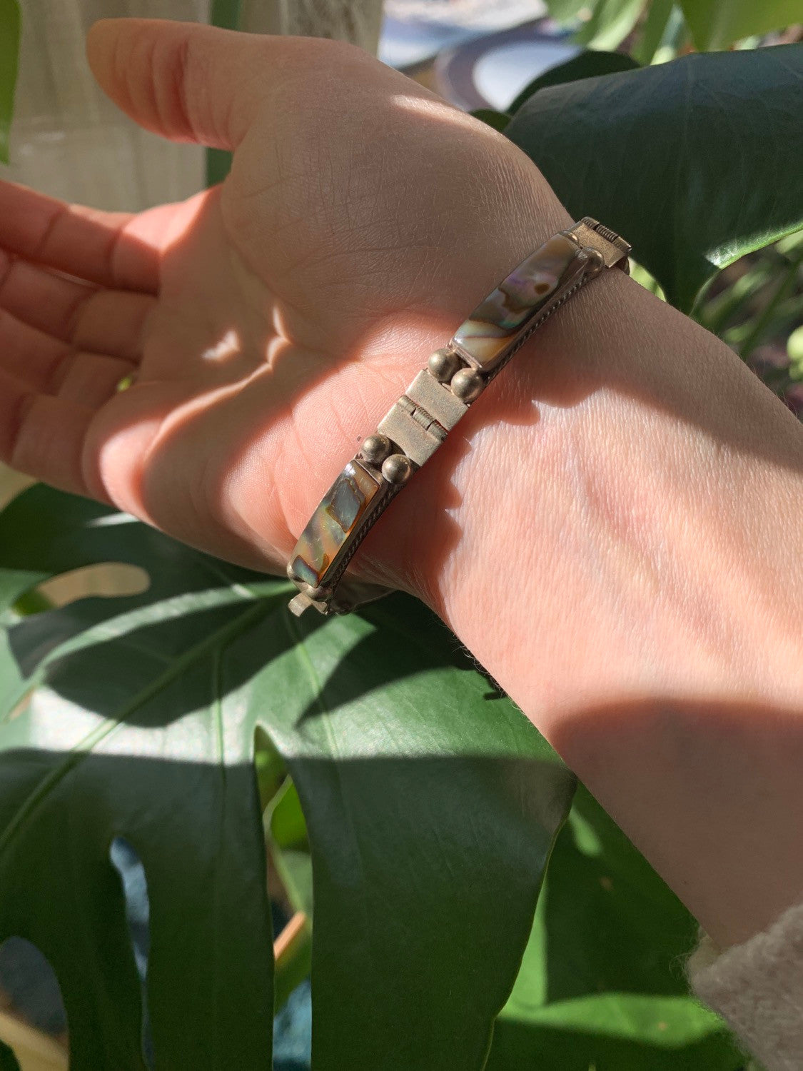 Vintage Mexican Sterling Abalone Bracelet