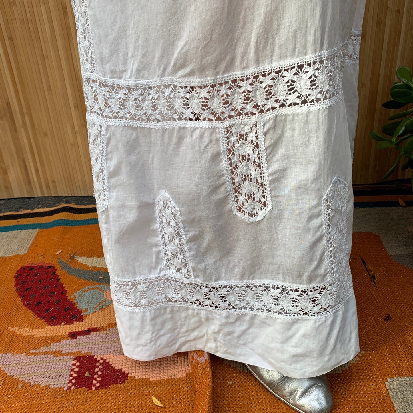 Edwardian White Cotton Tea Gown S/M