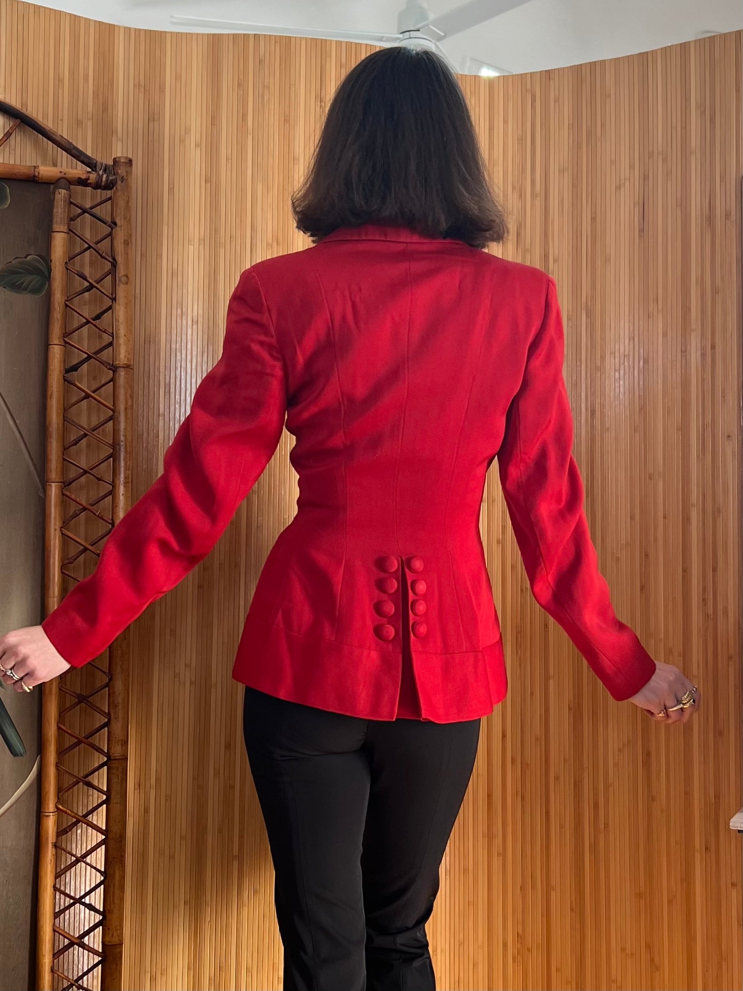 1940s Cherry Gabardine Blazer S