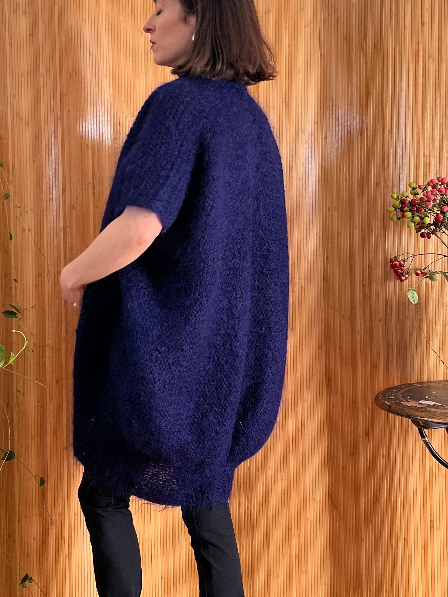 80s Mohair Deep Blue Cocoon Coat