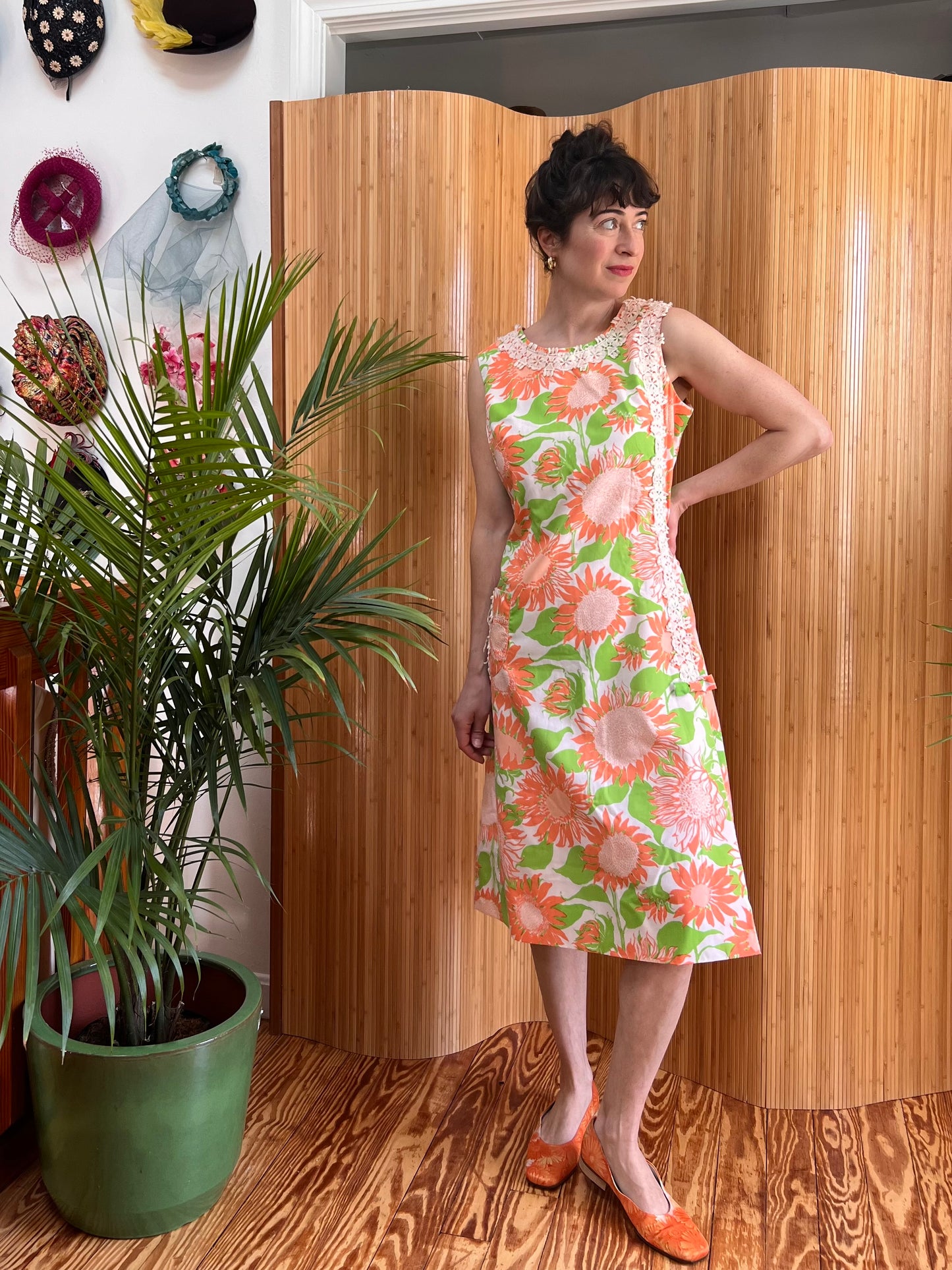 1960s "The Lilly" Lilly Pulitzer Sunflowers Shift Dress M