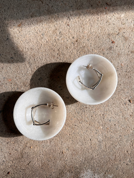 Tiffany & Co Frank Gehry Sterling Silver Open Torque Hoop Earrings