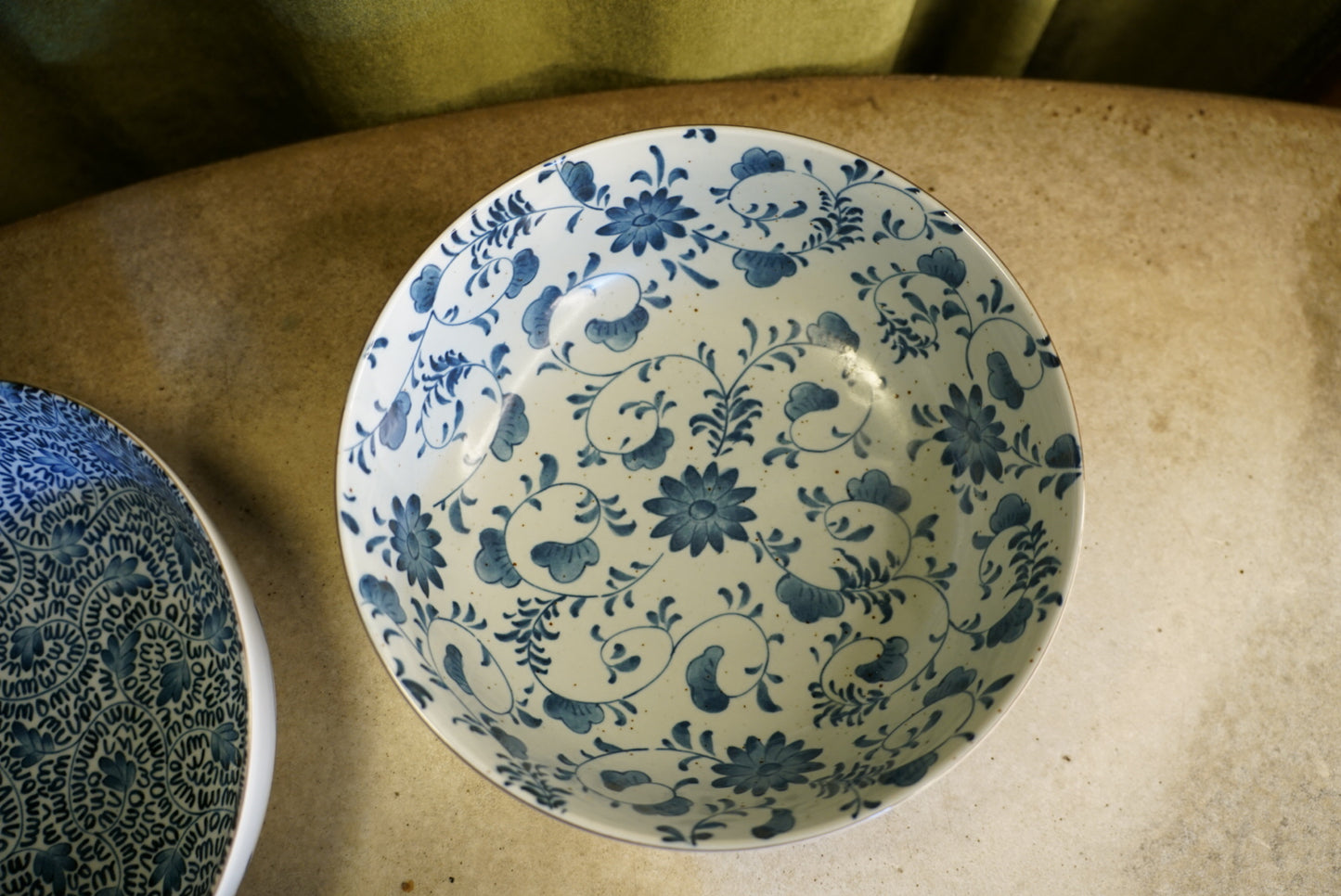 Vintage Japanese Sometsuke Blue & White Porcelain Bowls