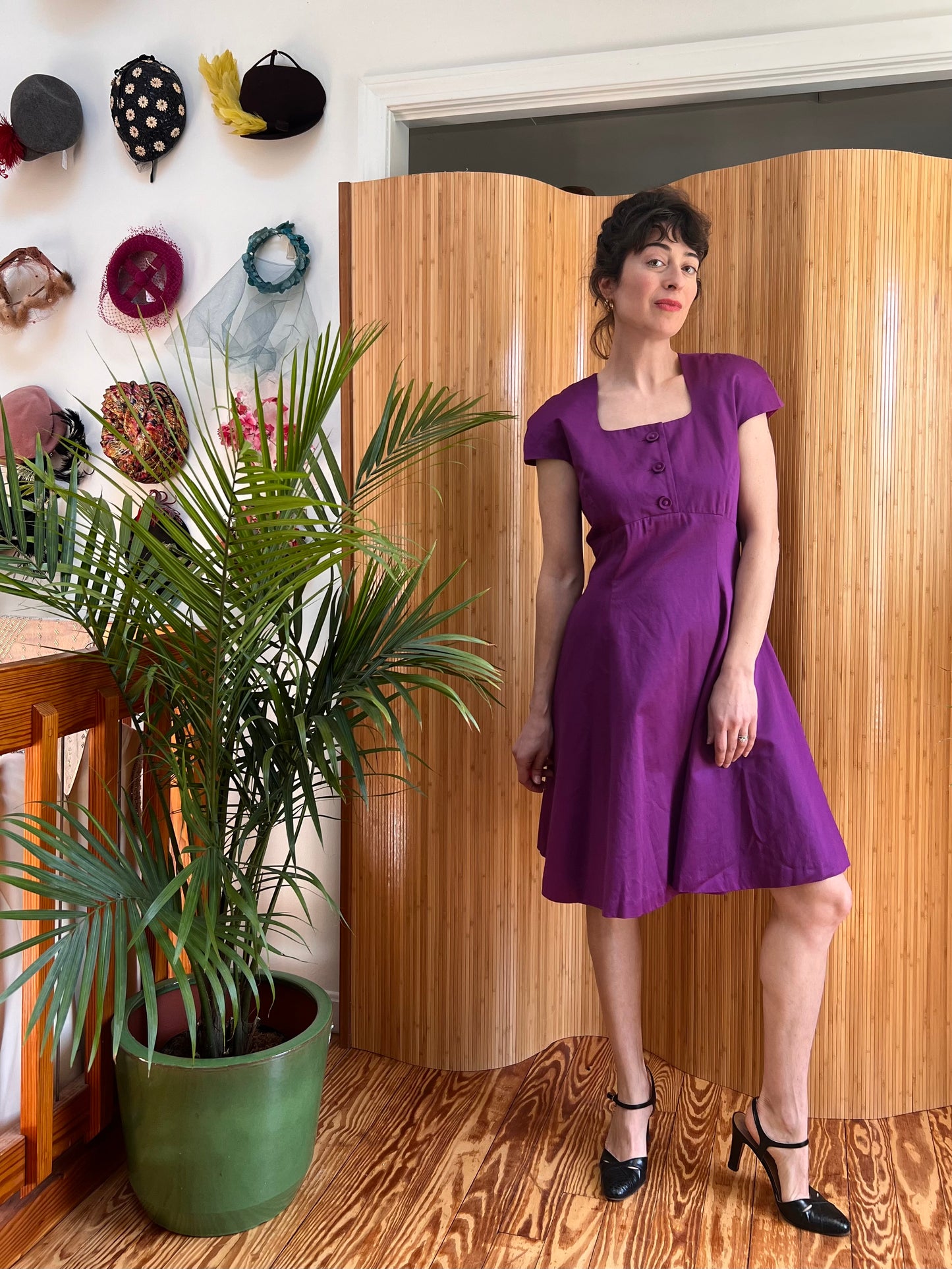 1980s Sweetheart 100% Cotton Fit n Flare Dress M