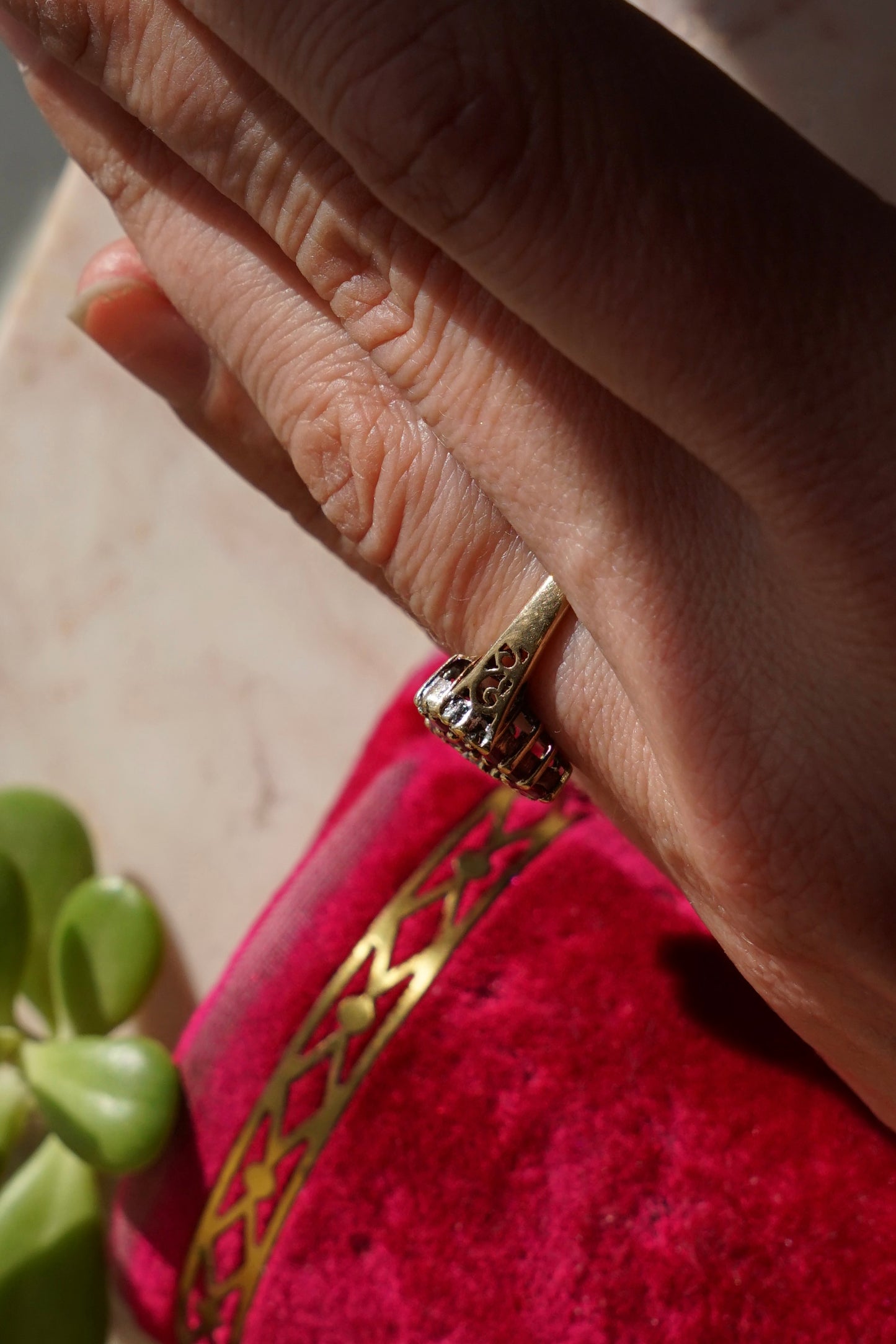 Vtg 14K Ruby and Diamond Open Heart Ring