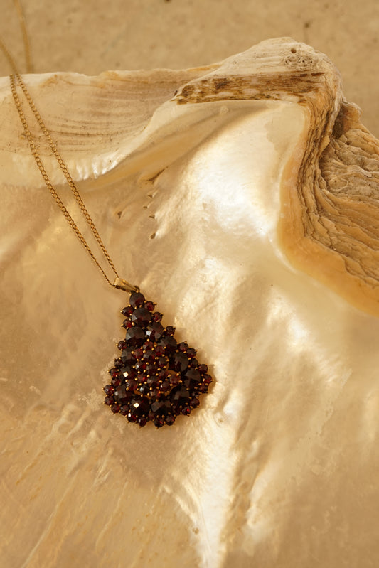 Antique Victorian Bohemian Garnet Pendant Necklace