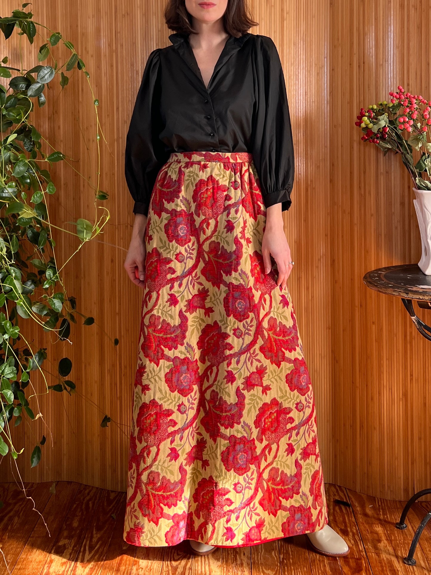 1960s Nelly de Grab Brocade Maxi Skirt S/M