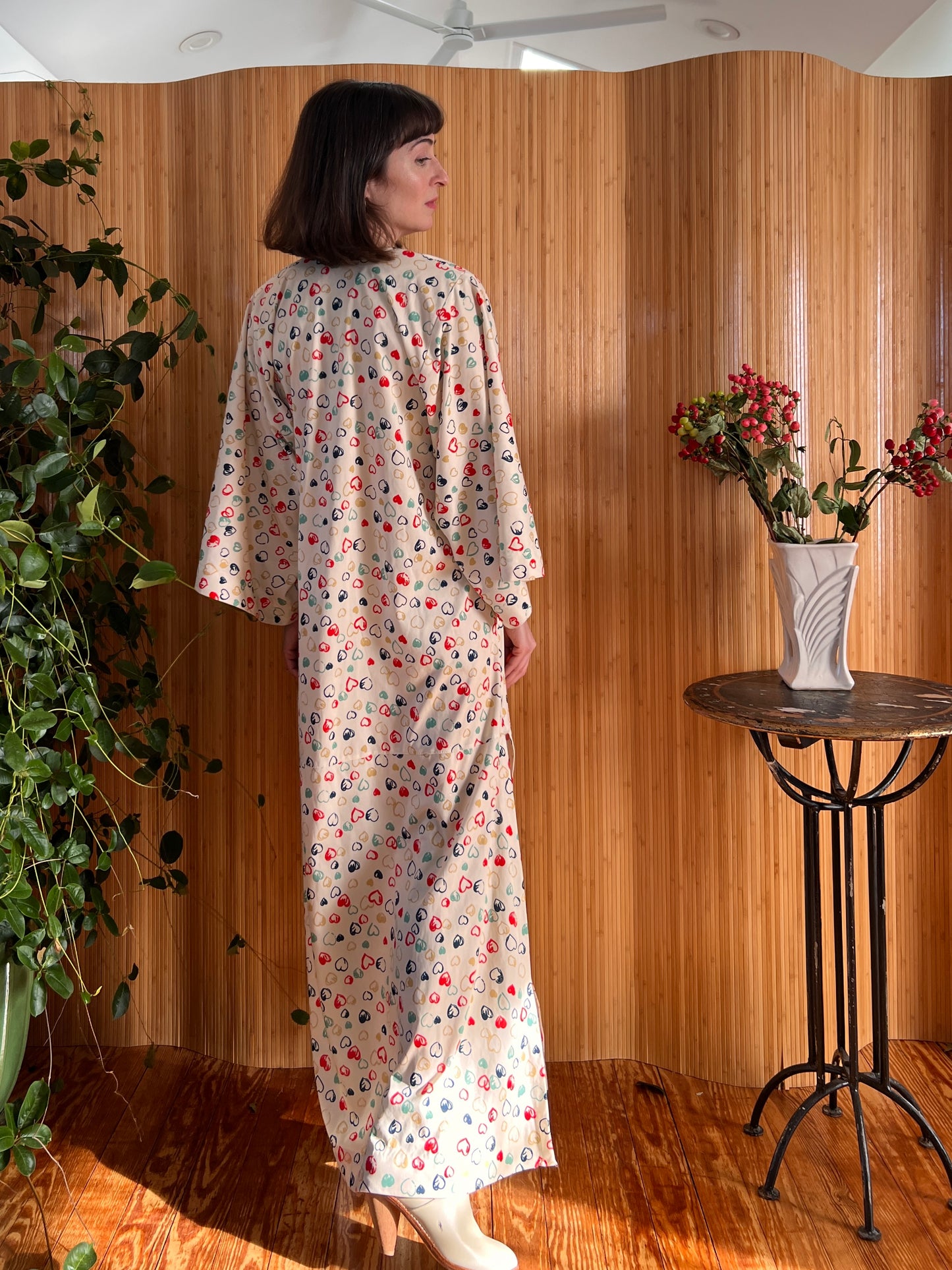 1970s Halston IV Hearts Caftan M