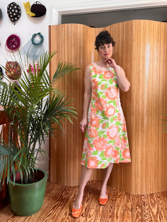 1960s "The Lilly" Lilly Pulitzer Sunflowers Shift Dress M