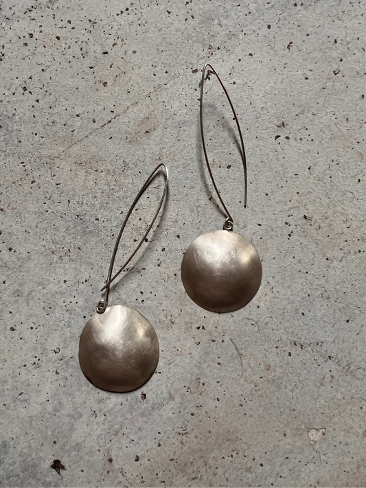 Vtg Sterling Saucer Drop Earrings