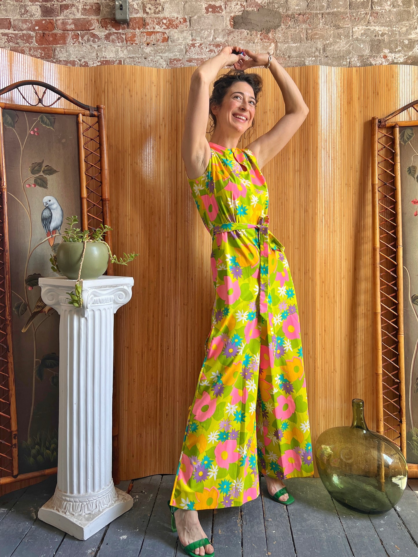 1960s Flower Power Cotton Jumpsuit by Lanz
