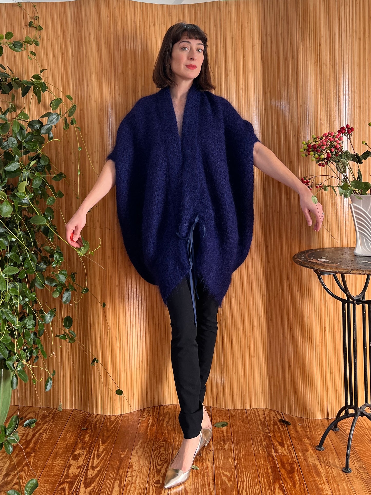 80s Mohair Deep Blue Cocoon Coat