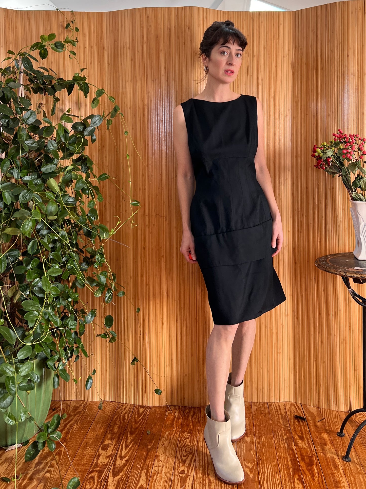 1980s Italian Designer Black Cutout Cocktail Dress M