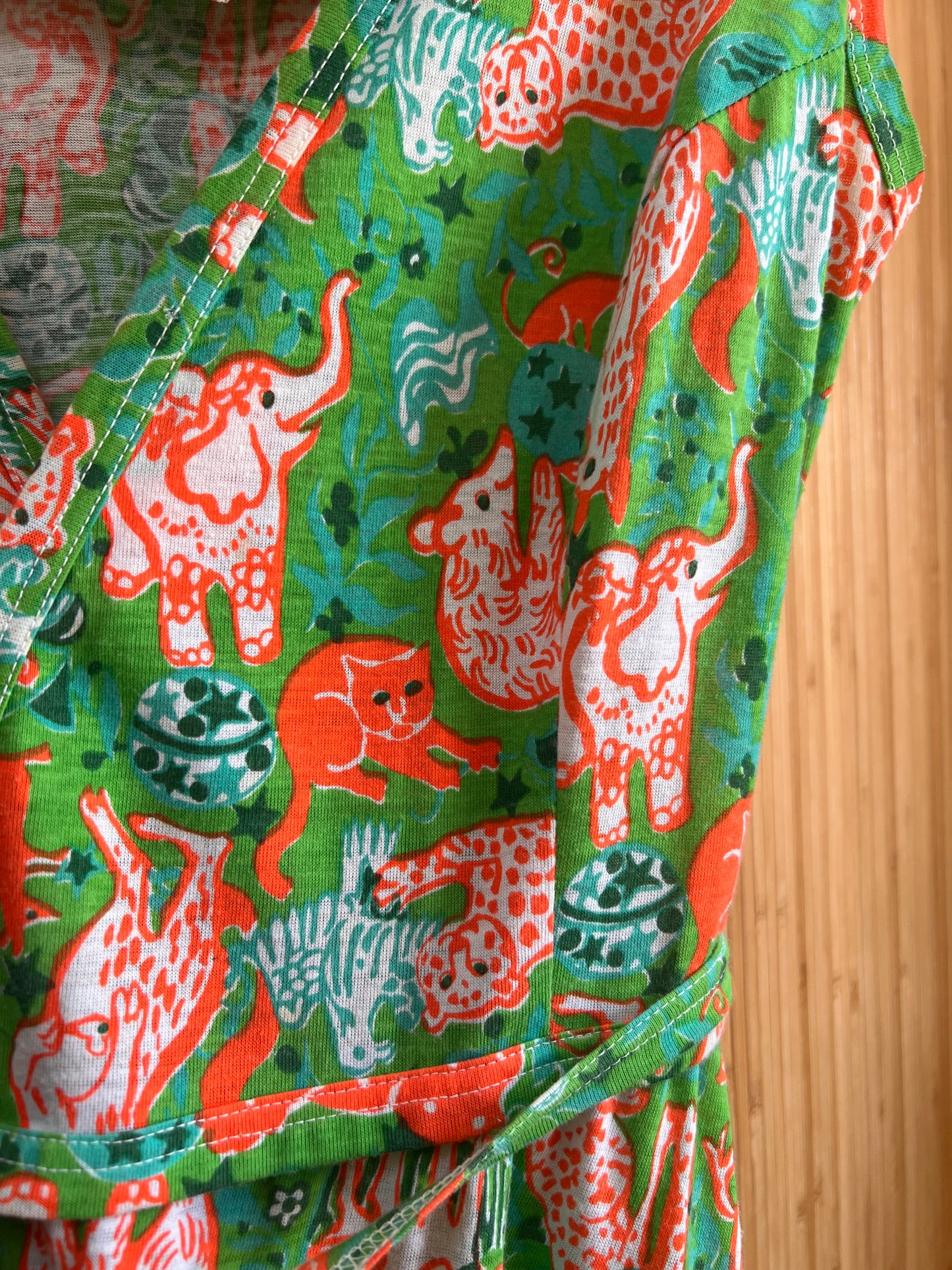 1960s/70s "The Lilly" Lilly Pulitzer Wild Animals Print Cotton Blend Wrap Dress XS-M