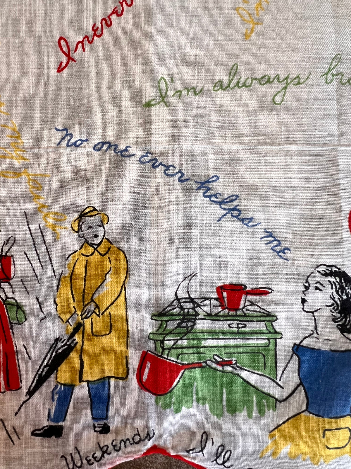 1950s “Crying Hankie” Novelty Cotton Handkerchief