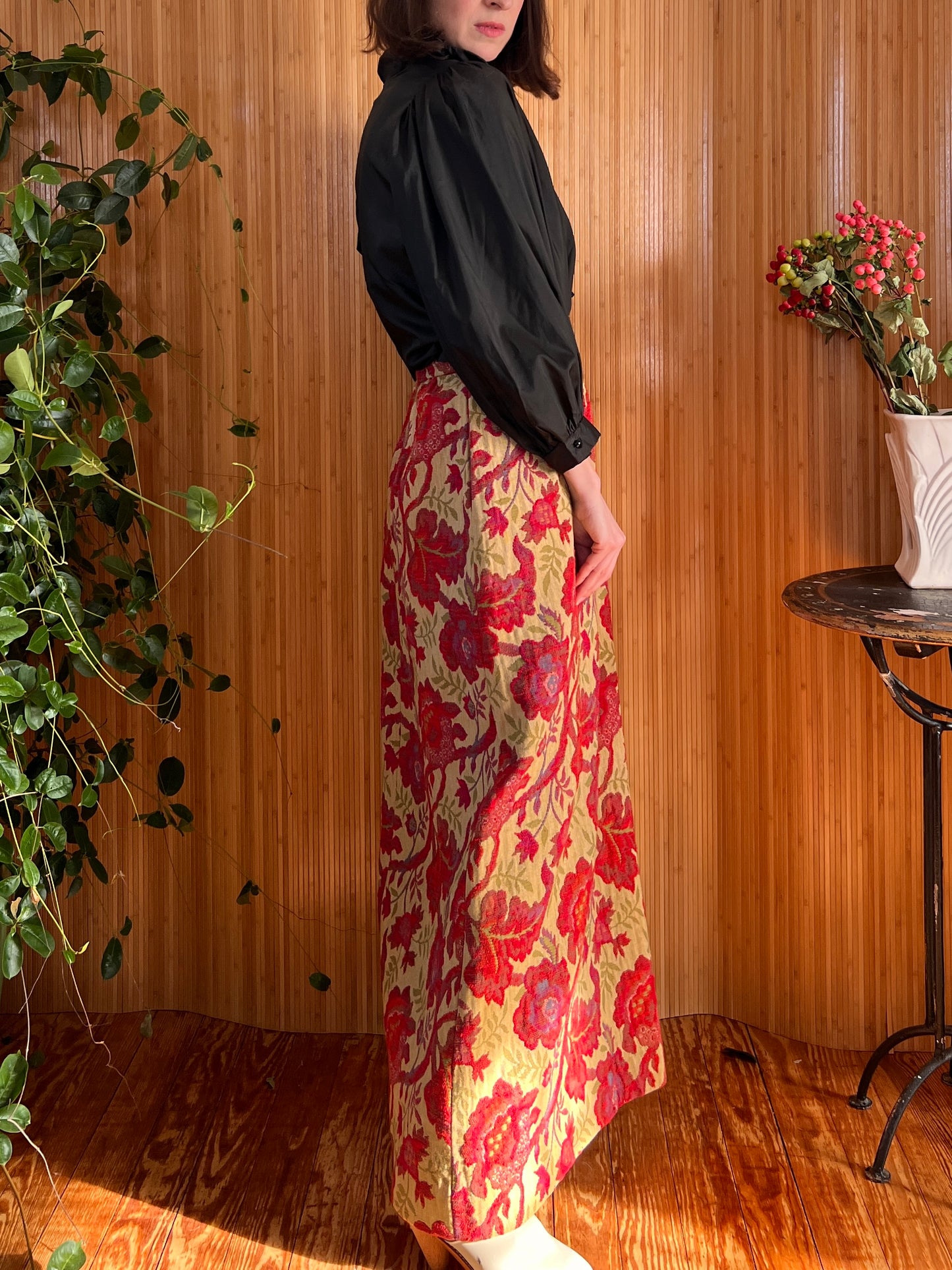 1960s Nelly de Grab Brocade Maxi Skirt S/M