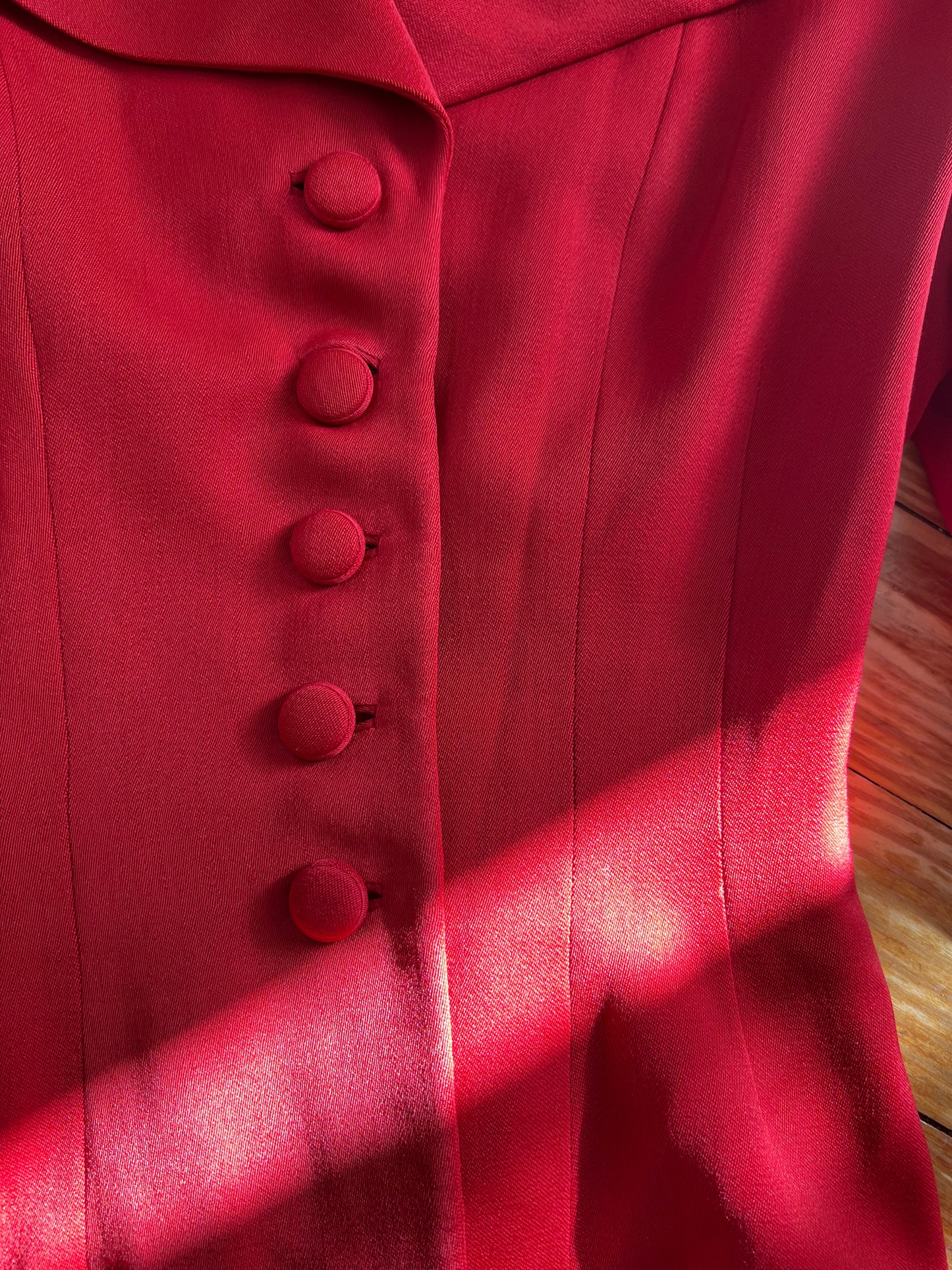 1940s Cherry Gabardine Blazer S