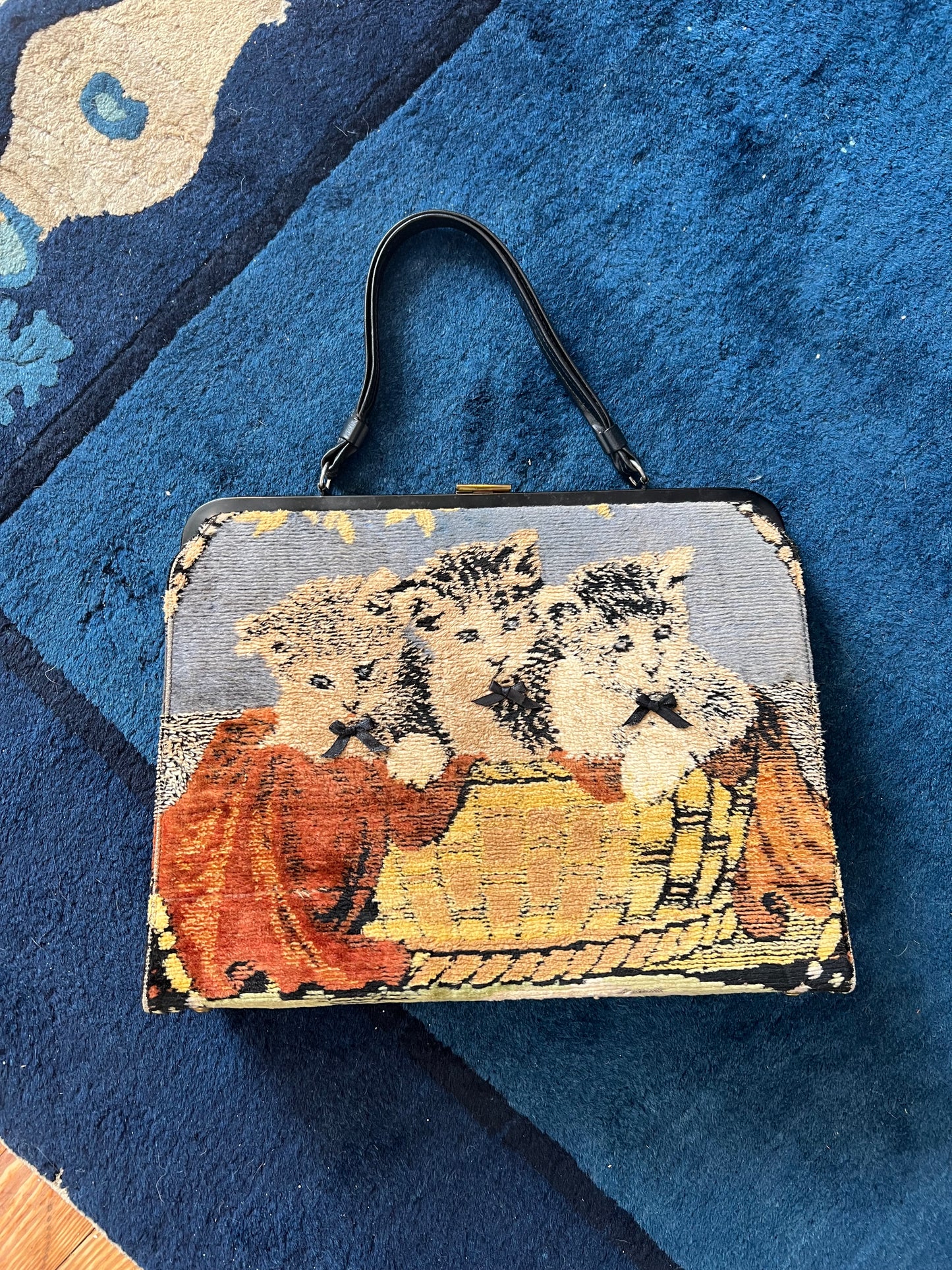 1950s Puppies & Kittens Double-Sided Carpet Bag by Marlow