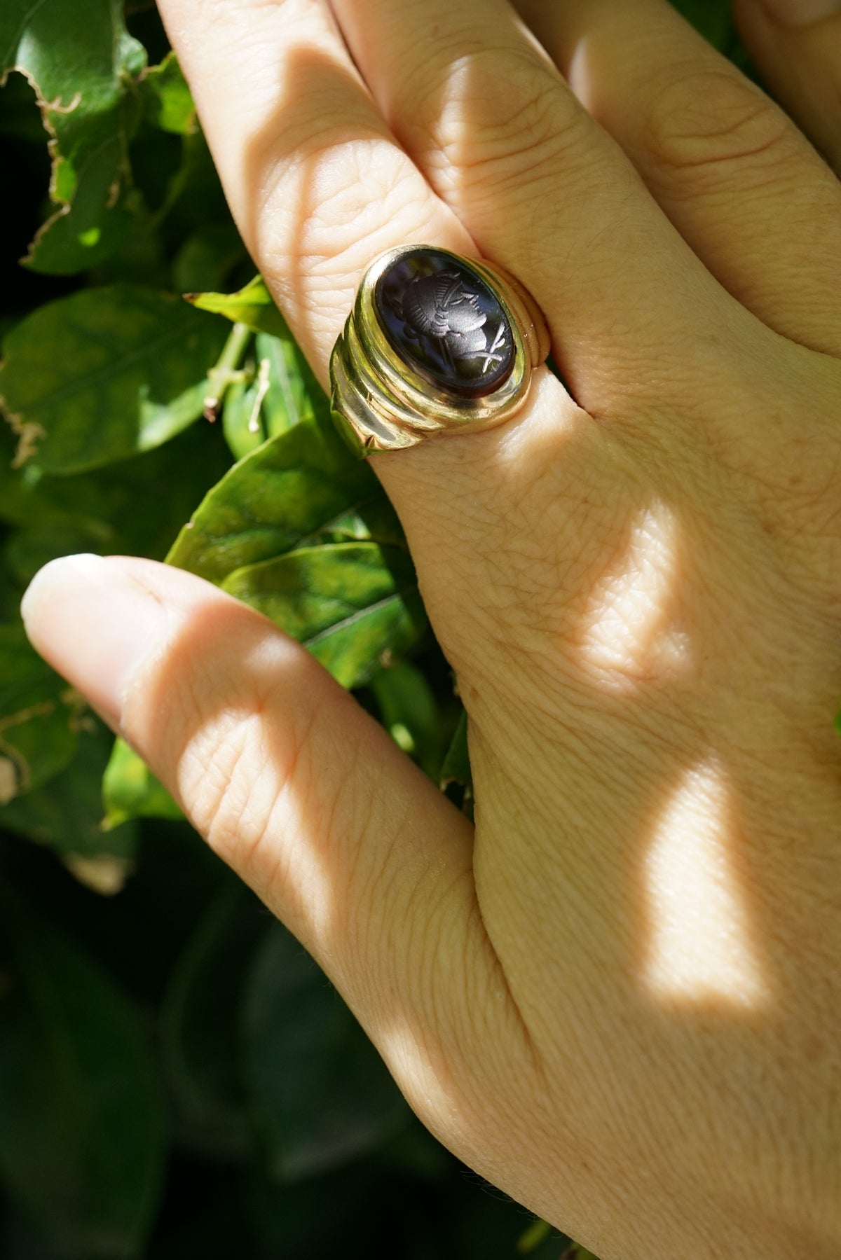 Vintage Carnelian Intaglio 10K Gold Men's Ring
