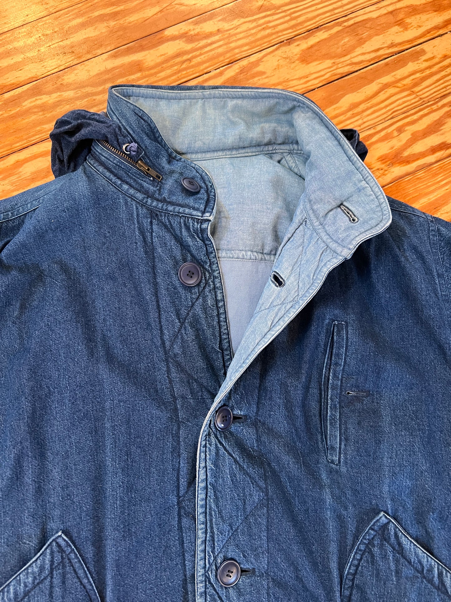 1980s Issey Miyake Indigo Denim Padded Reversible Coat